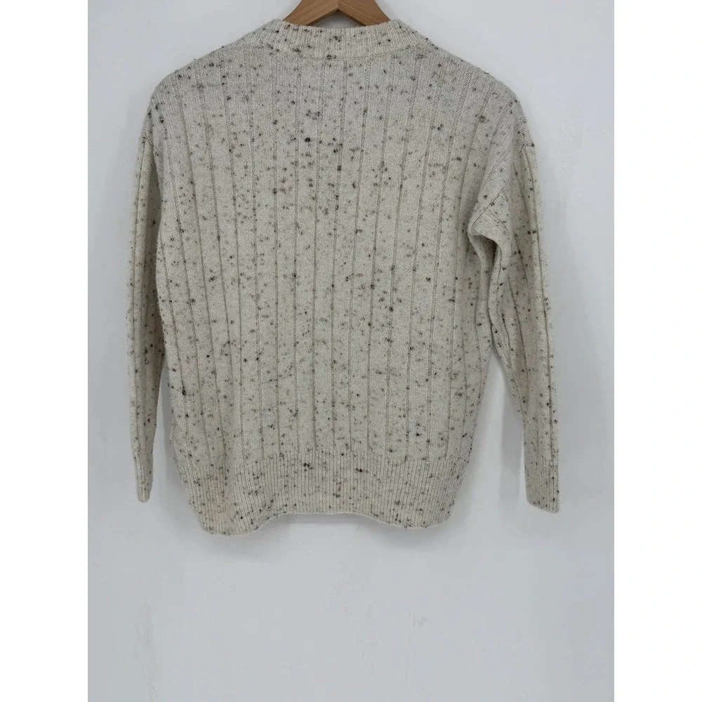 Madewell‎ Donegal Henley Sweater Women XXS Cream Ribbed Cozy Preppy Cabincore